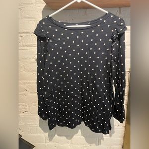 Old navy black and white polka dot long sleeve T-shirt